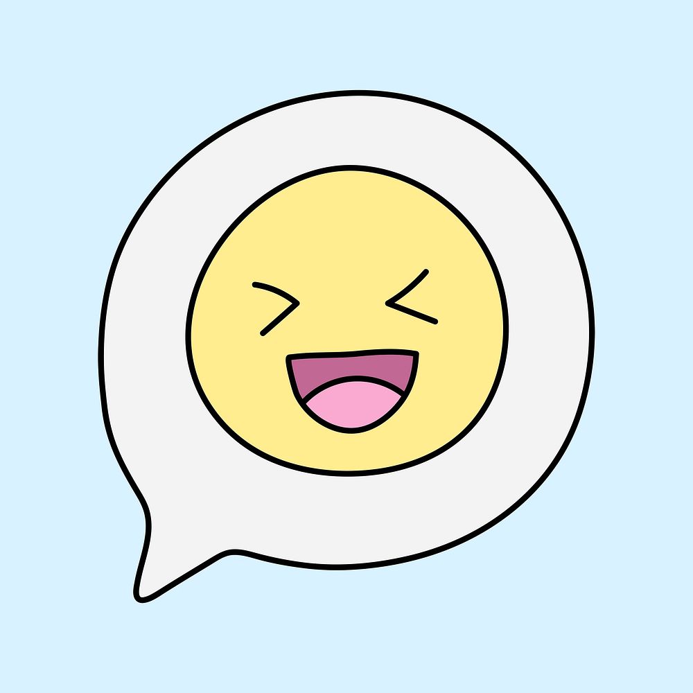 Smiling emoticon sticker, facial expression psd