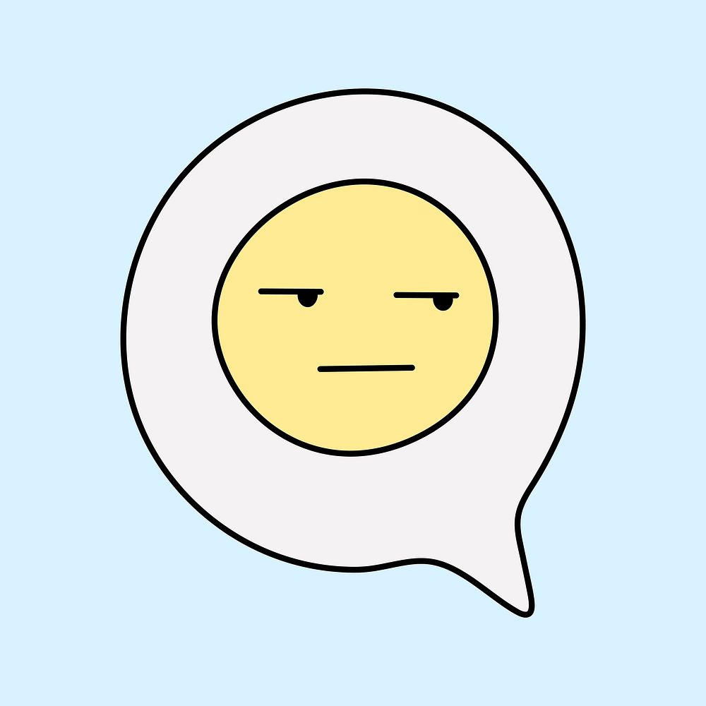 Annoyed face sticker, social media emoticon vector