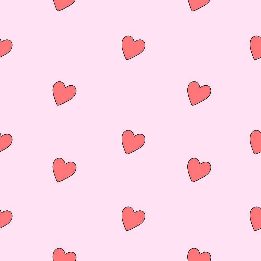 Heart pattern background, seamless social media doodle vector