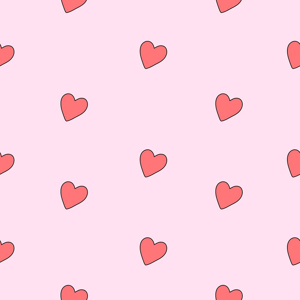 Heart pattern background, seamless social media doodle psd