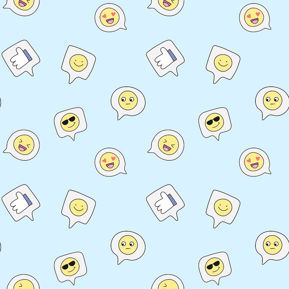 Seamless emoticon pattern background, cute design psd