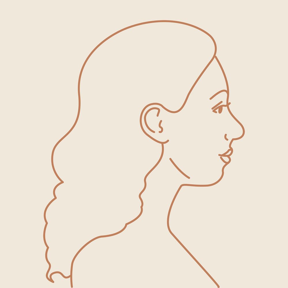 Aesthetic woman sticker, monoline portrait vector