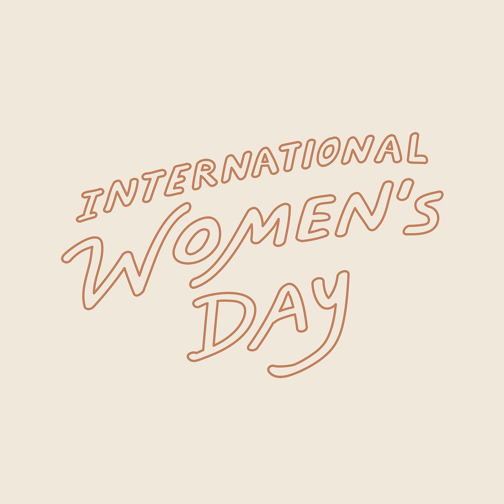 International women's day sticker, aesthetic typography psd