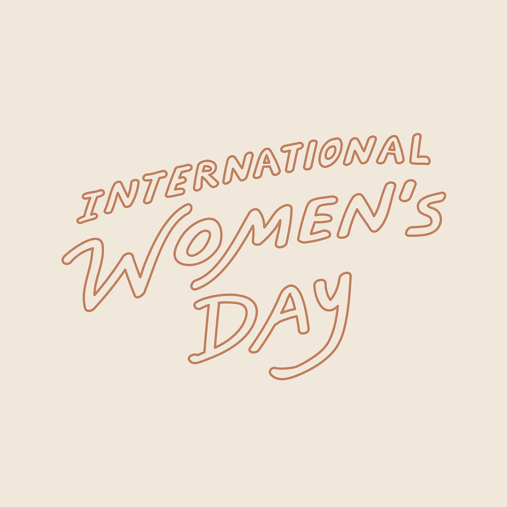 International women's day sticker, aesthetic typography vector
