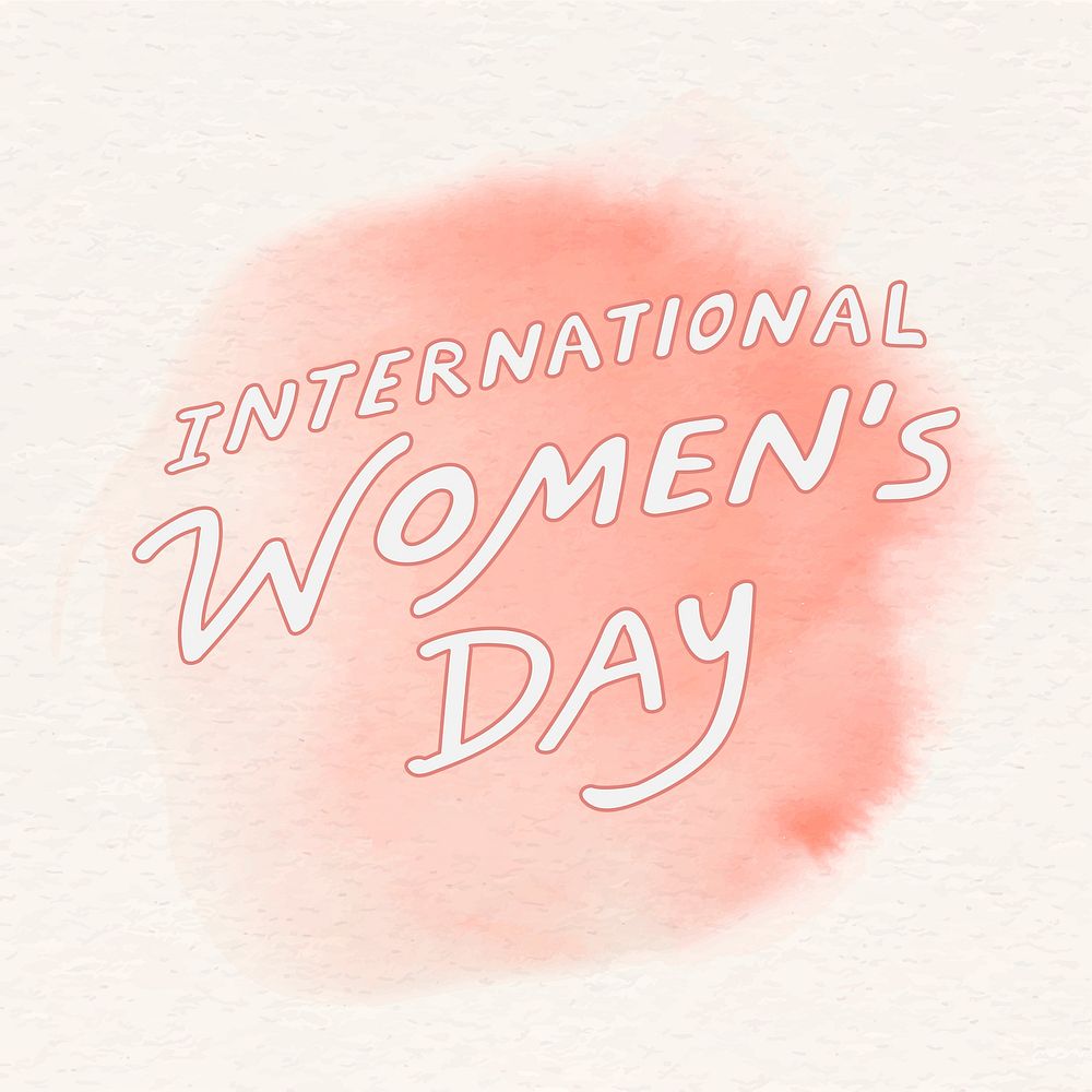 International women's day sticker, watercolor typography psd