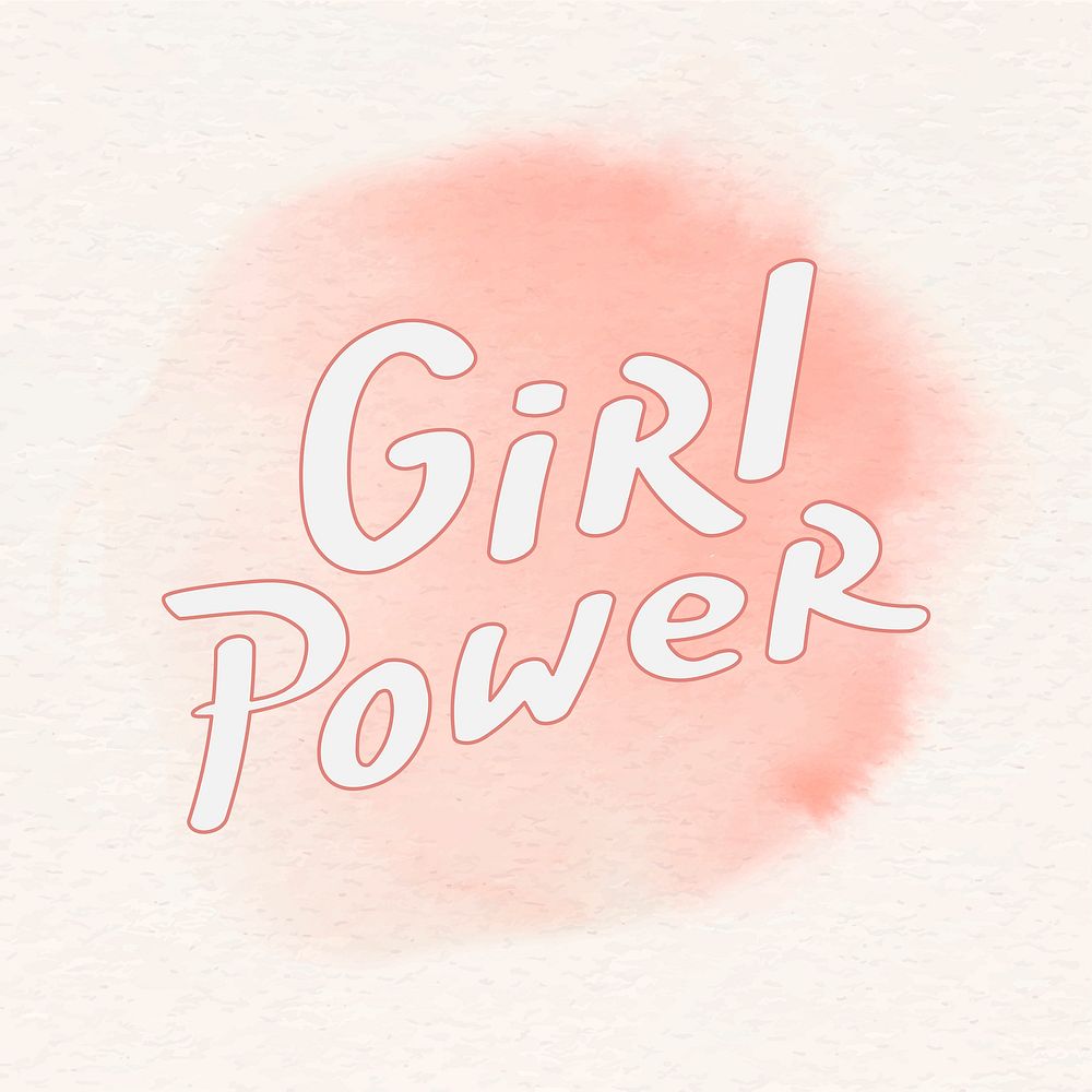Girl power typography sticker, watercolor design vector