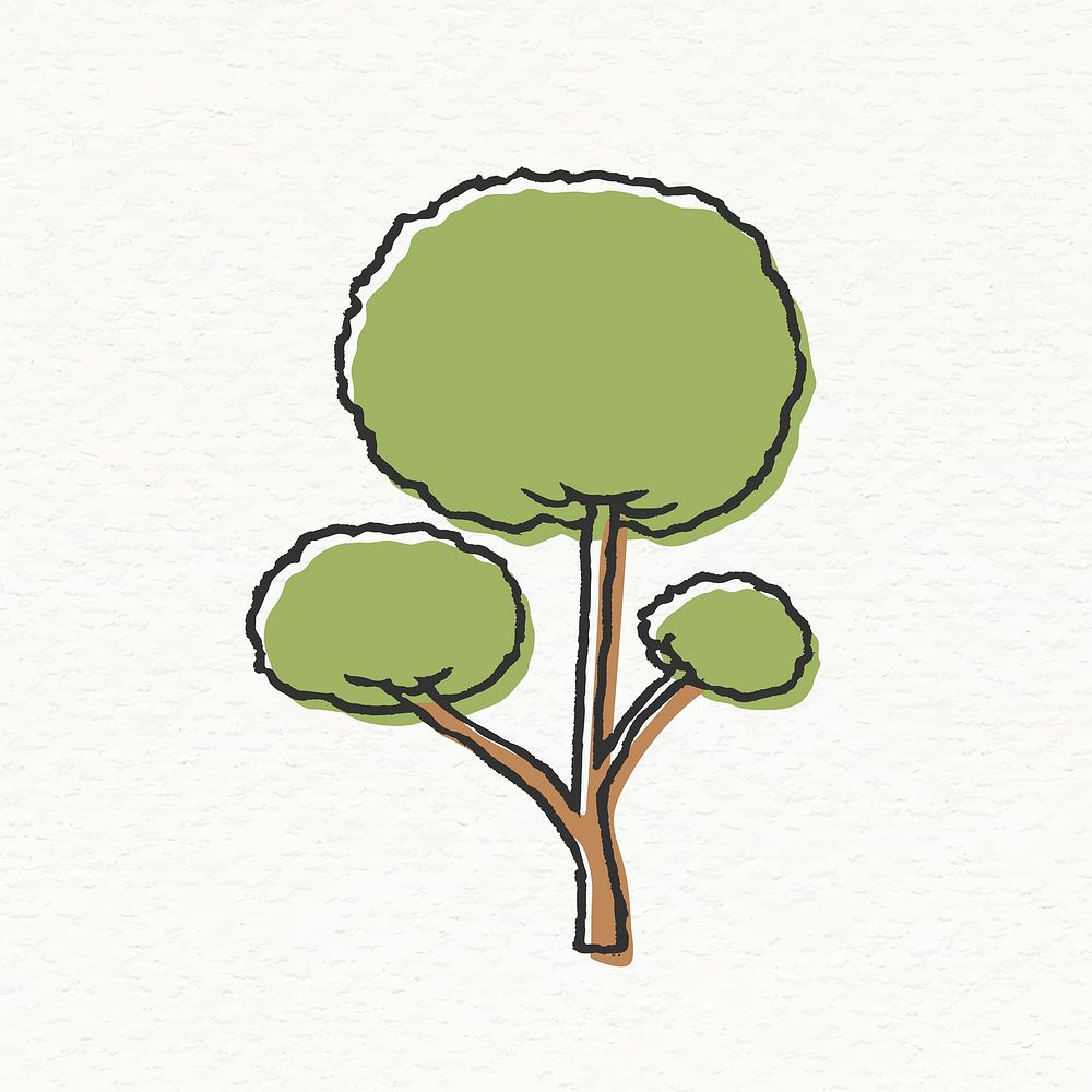 Birch tree sticker, line art collage element vector
