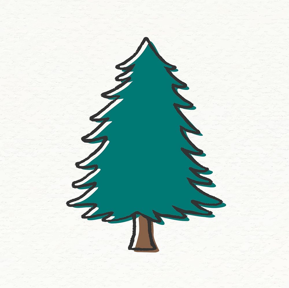 Green fir tree collage element, nature design vector