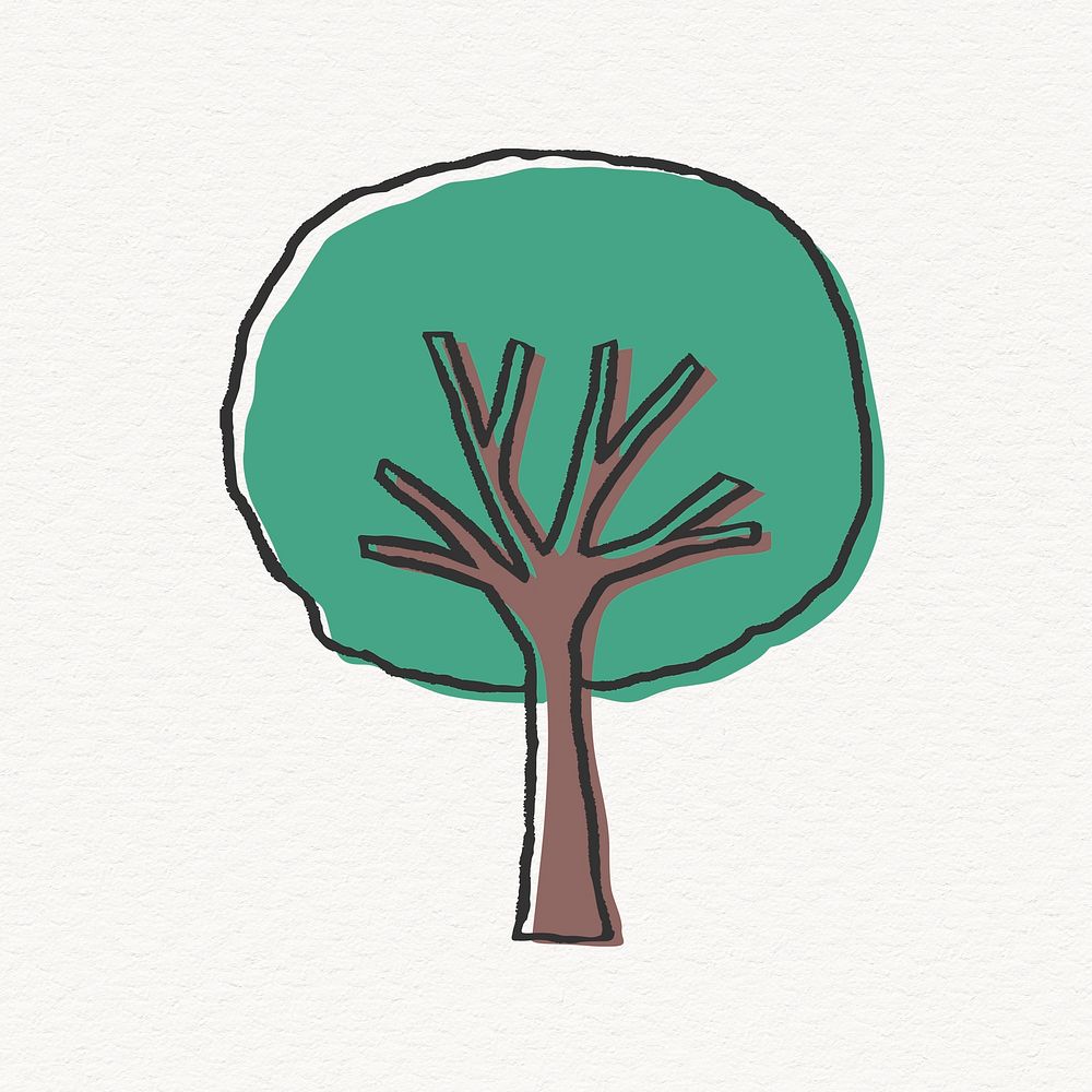 Green elm tree illustration, nature design
