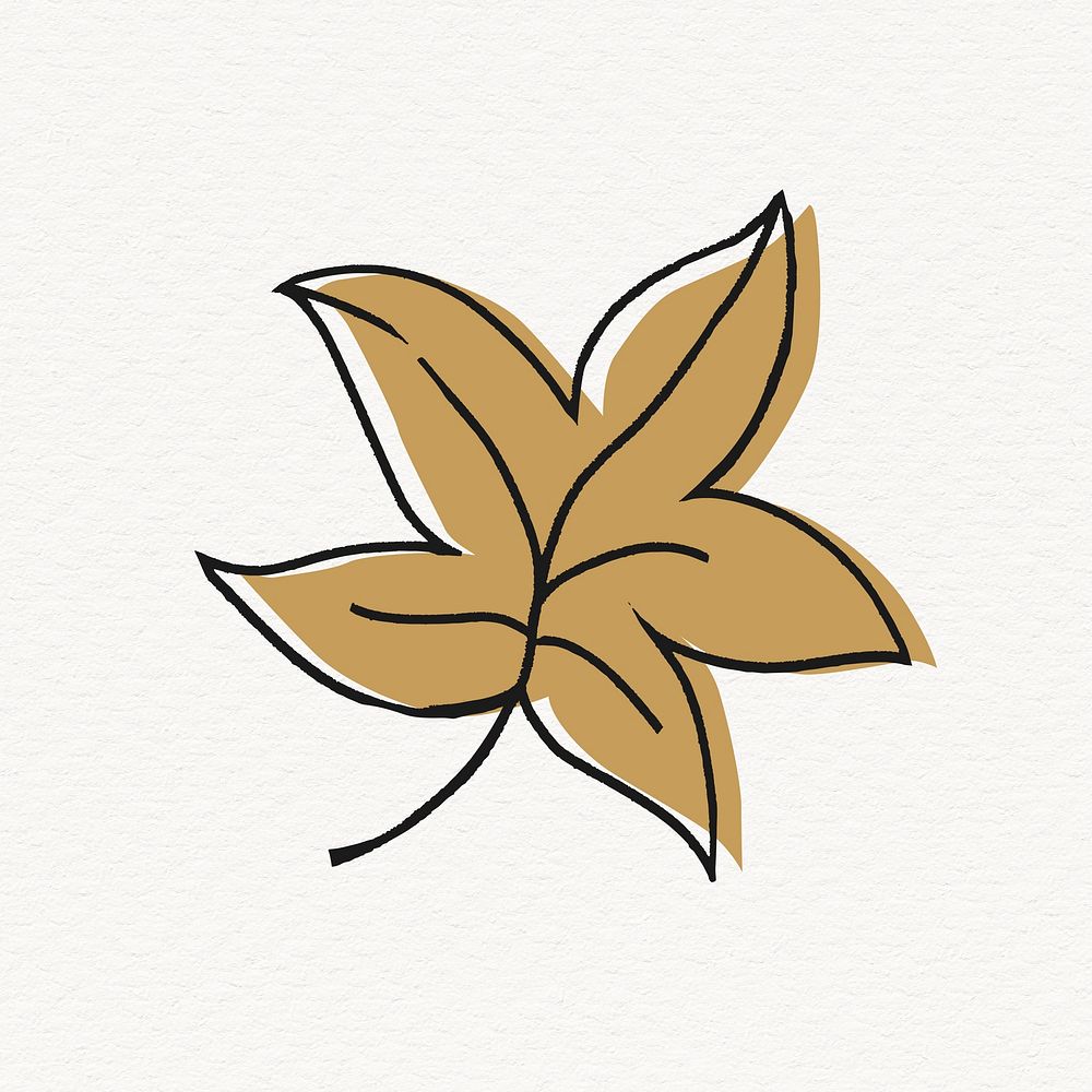 Aesthetic mapel leaf sticker, line art design vector