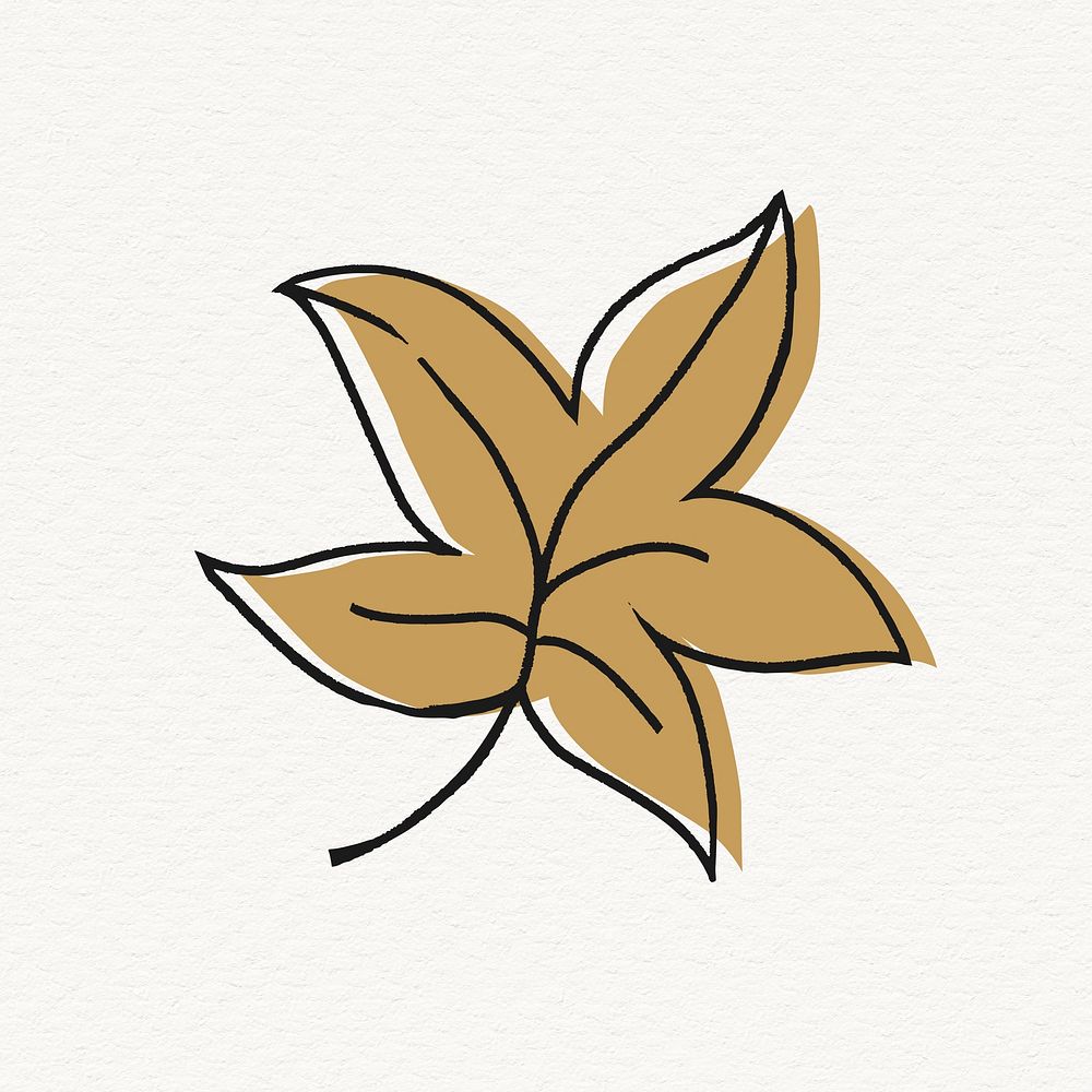 Aesthetic maple leaf sticker, line art design psd