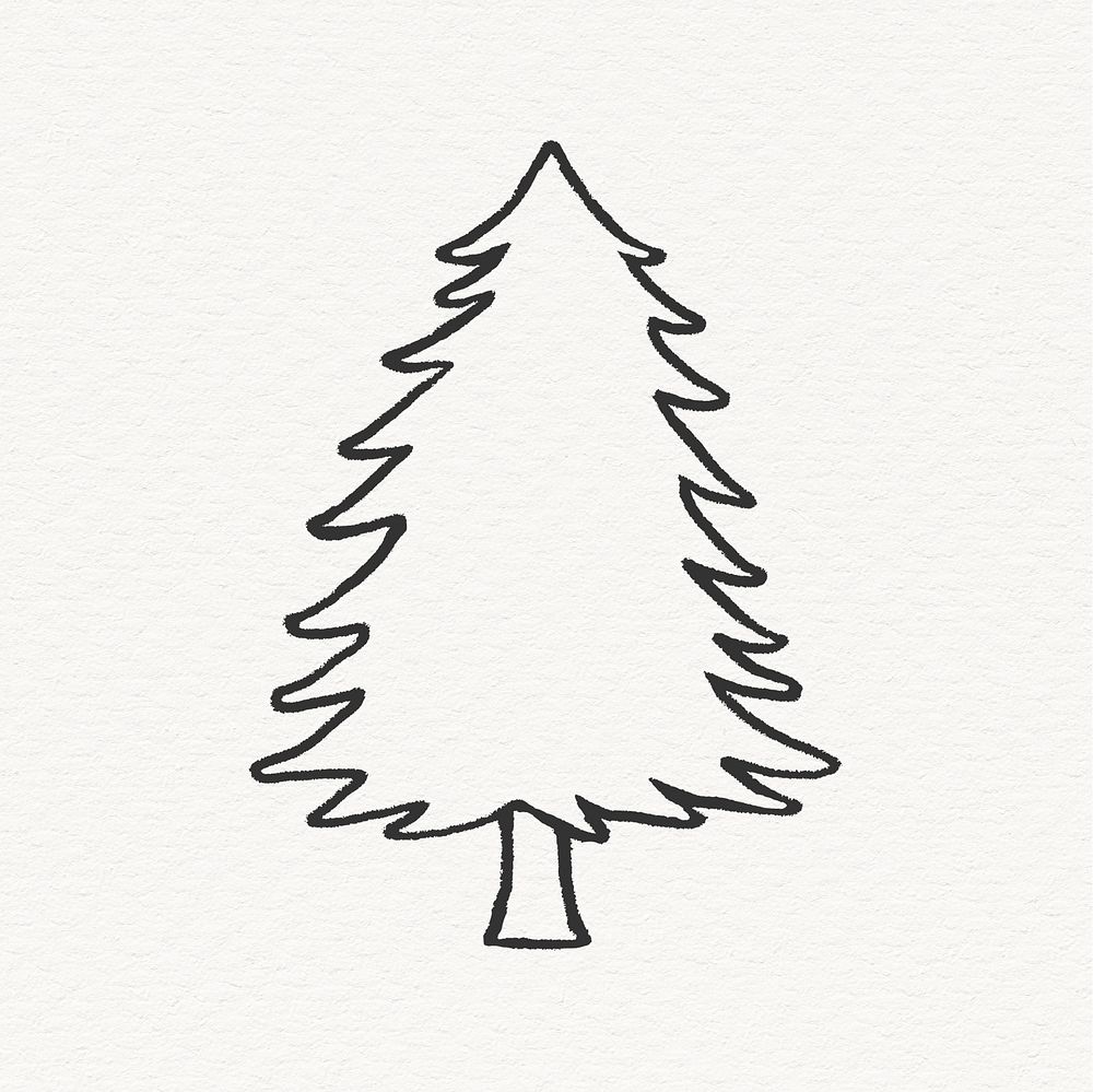 Spruce tree clipart, simple line art design