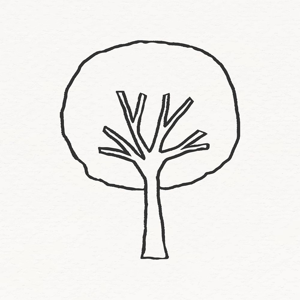 Aesthetic elm tree sticker, line art design vector