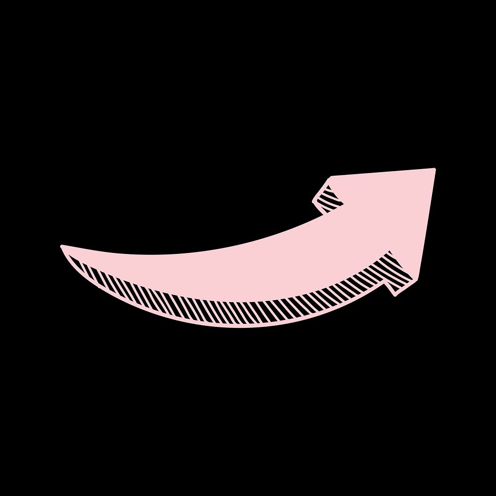 Pink arrow doodle illustration, hand drawn design on black background vector
