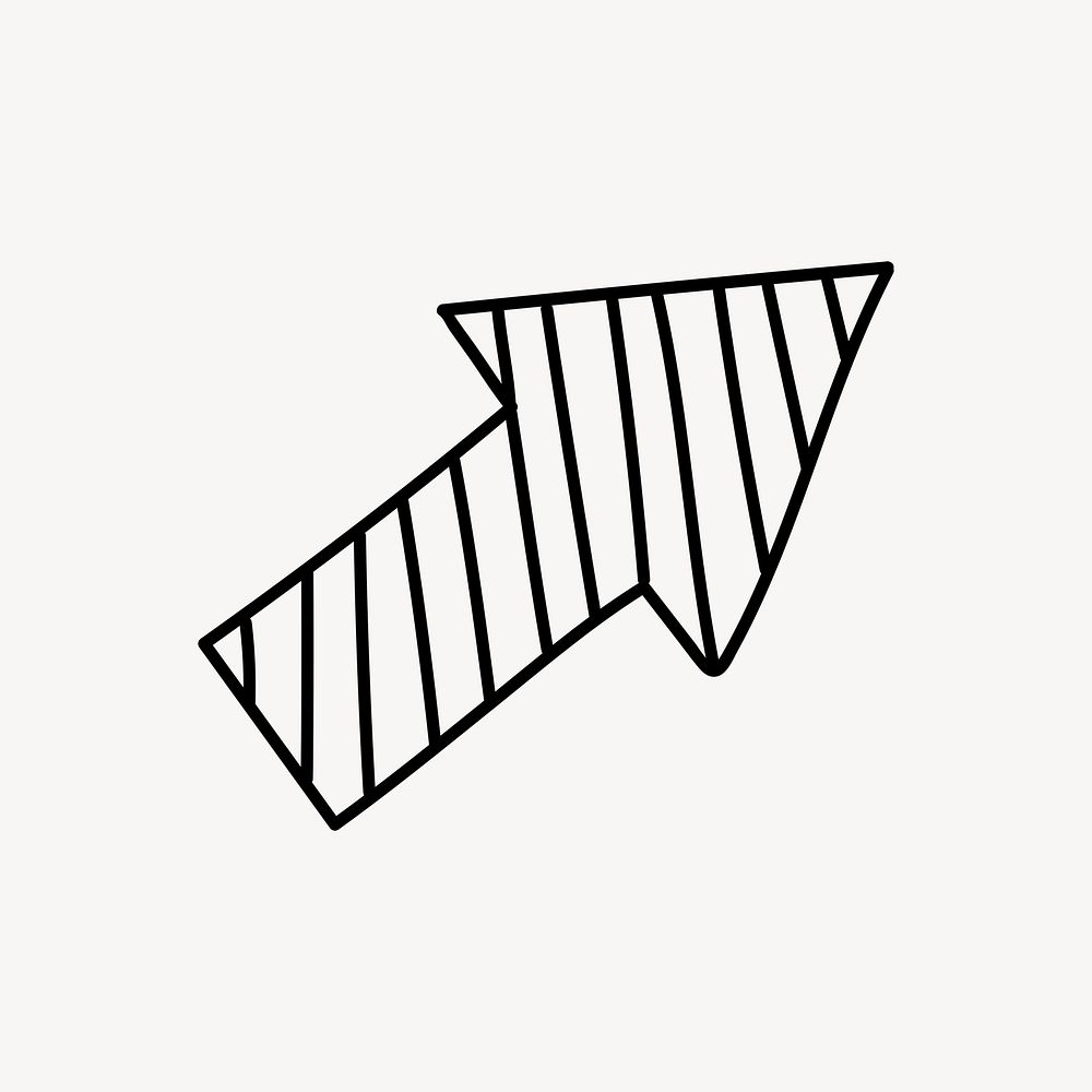 Cute black arrow illustration, simple hand drawn design vector