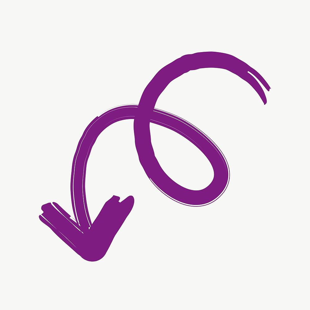 Purple arrow doodle illustration, hand drawn design on subtle color background