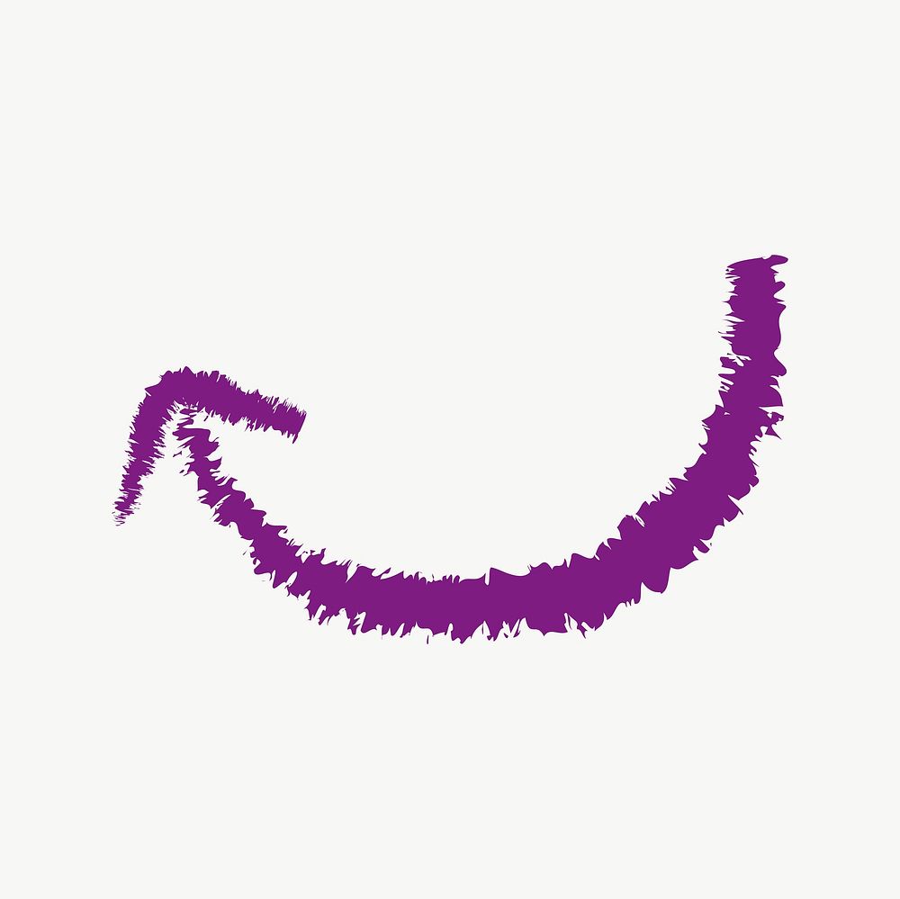 Minimal arrow illustration, hand drawn purple simple design on colorful background vector