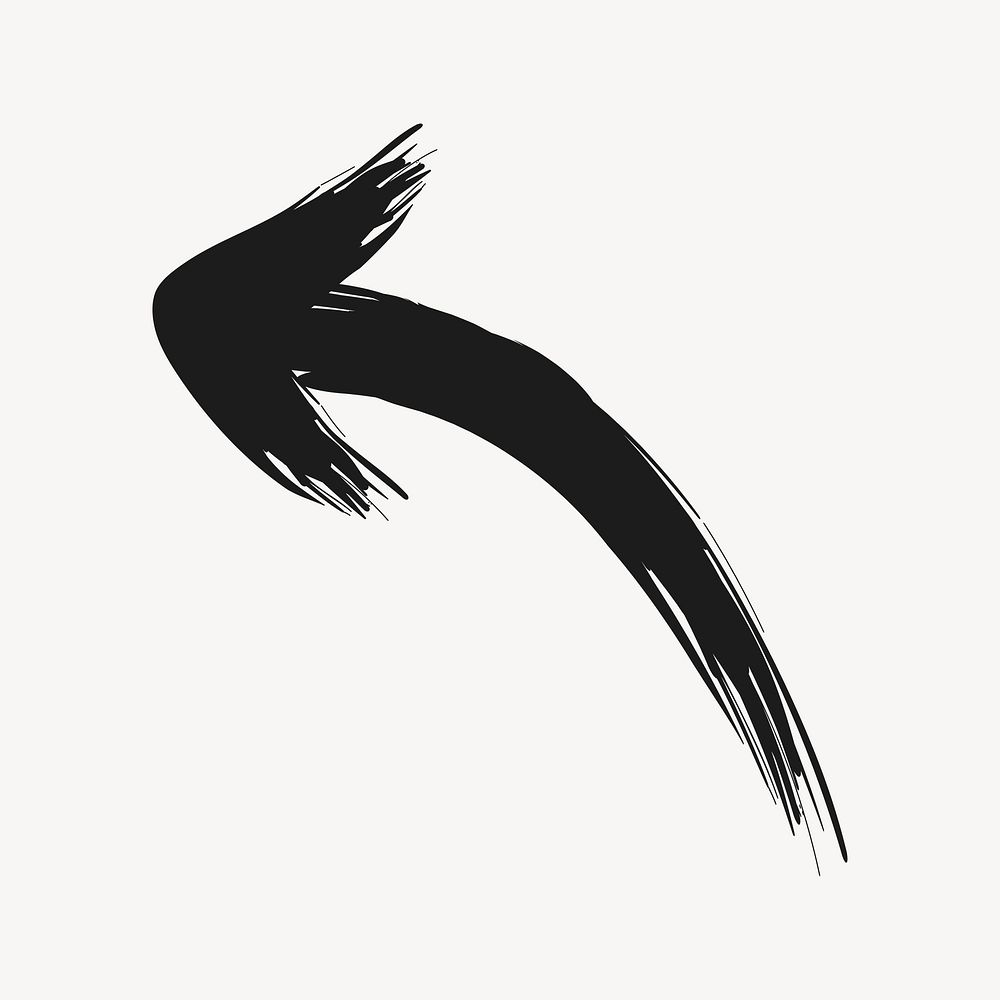 Minimal arrow illustration, hand drawn black simple design on subtle color background