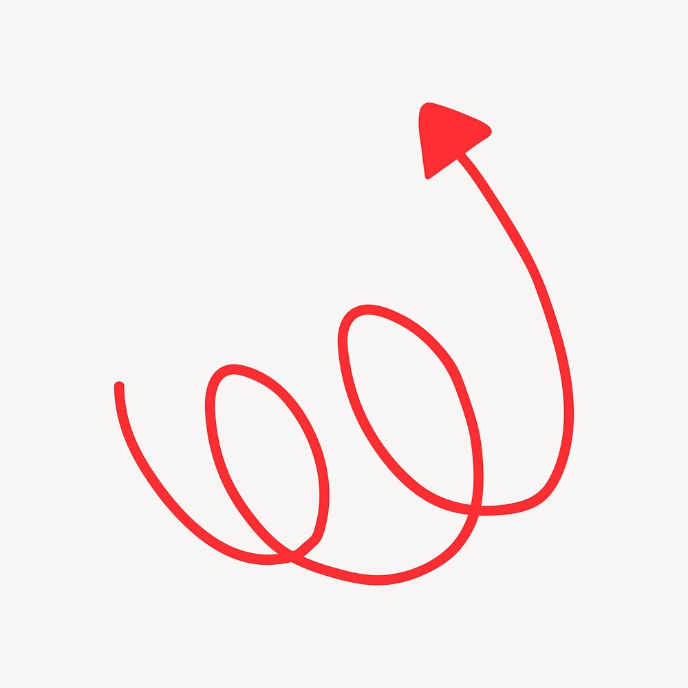 Minimal arrow illustration, hand drawn red simple design on black background vector