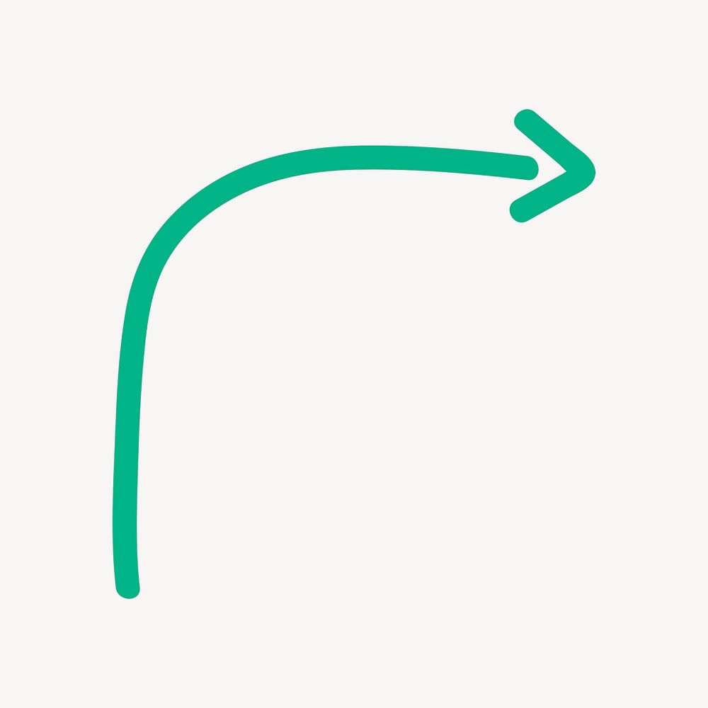 Cute green arrow illustration, simple hand drawn design psd