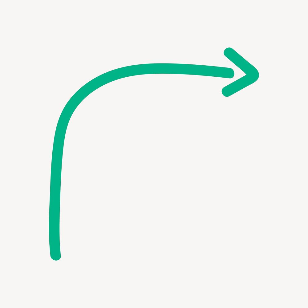 Cute green arrow illustration, simple hand drawn design vector