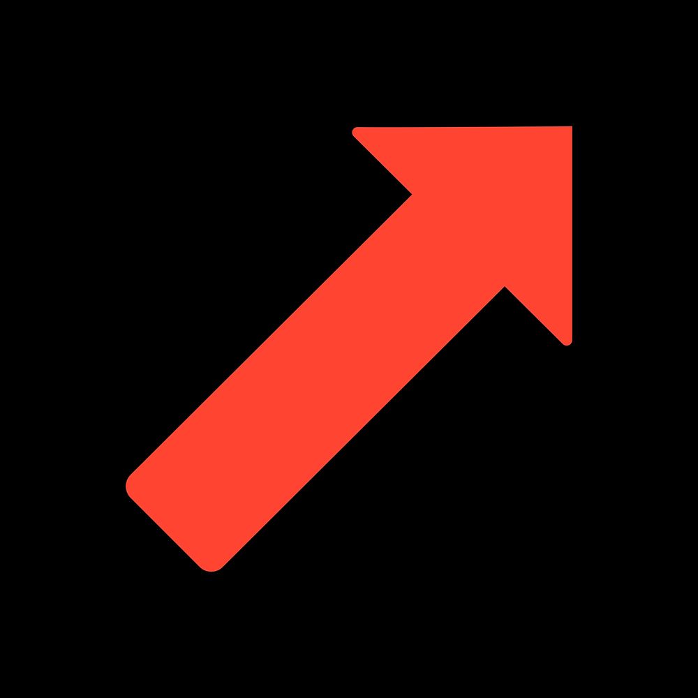 Red arrow graphic, simple design on black background