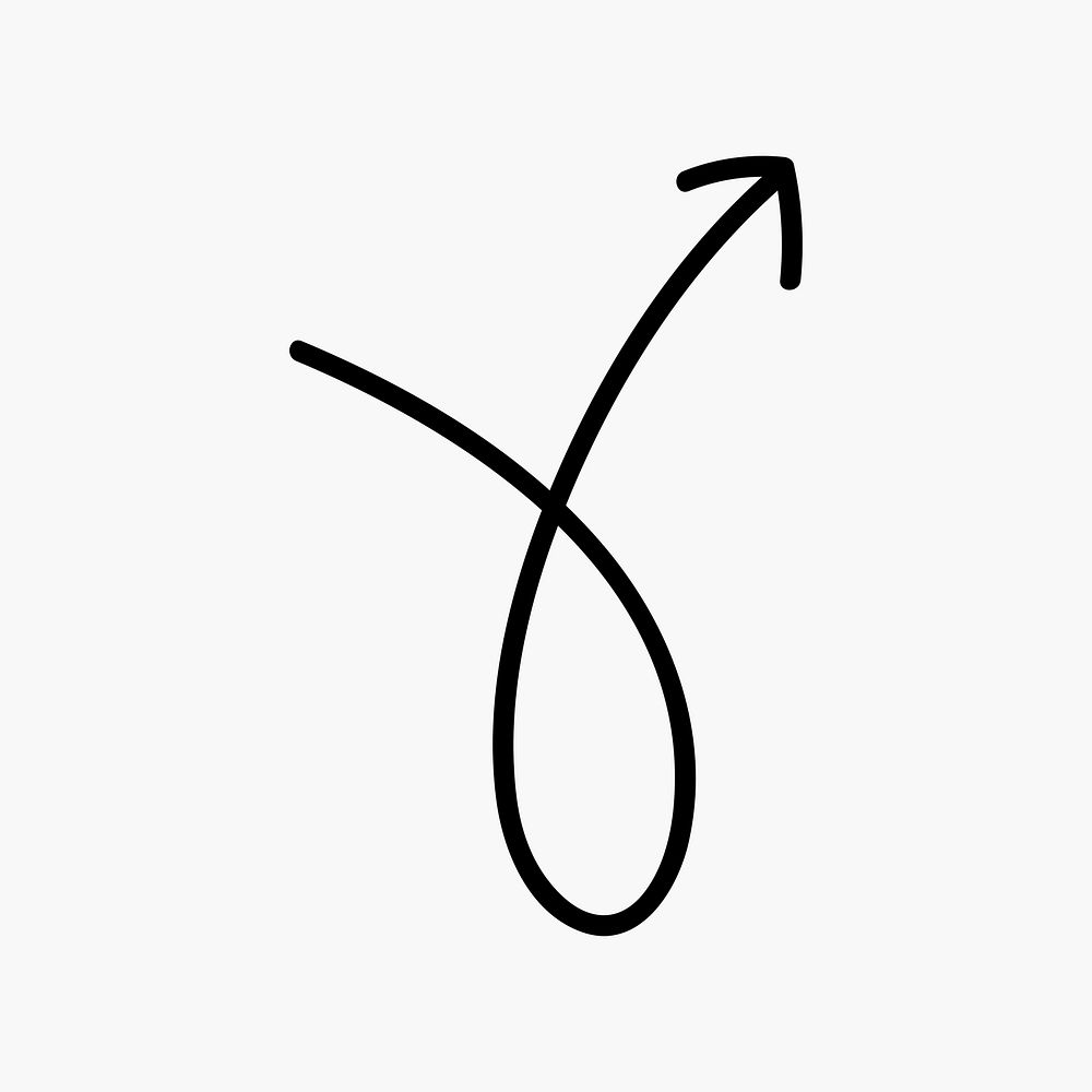 Minimal arrow illustration, hand drawn black simple design on white background psd