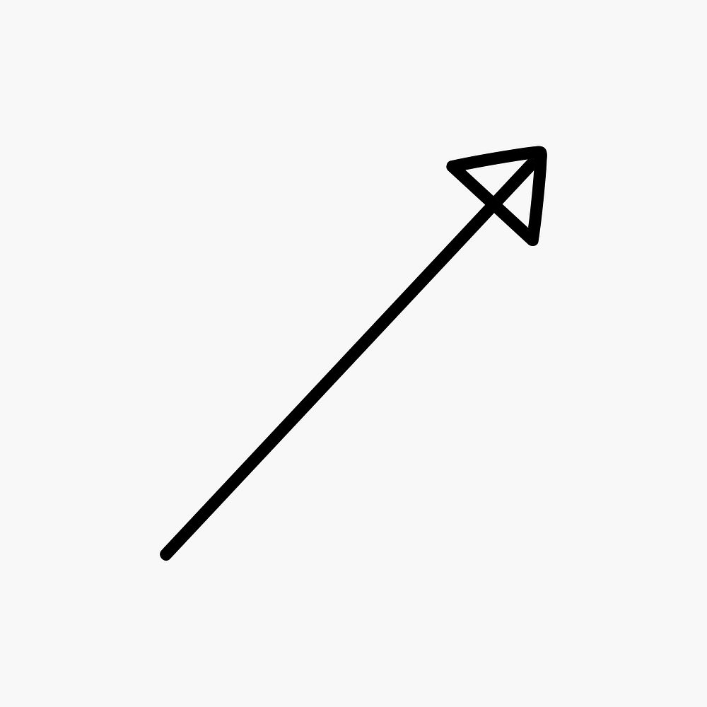 Cute black arrow illustration, simple hand drawn design psd