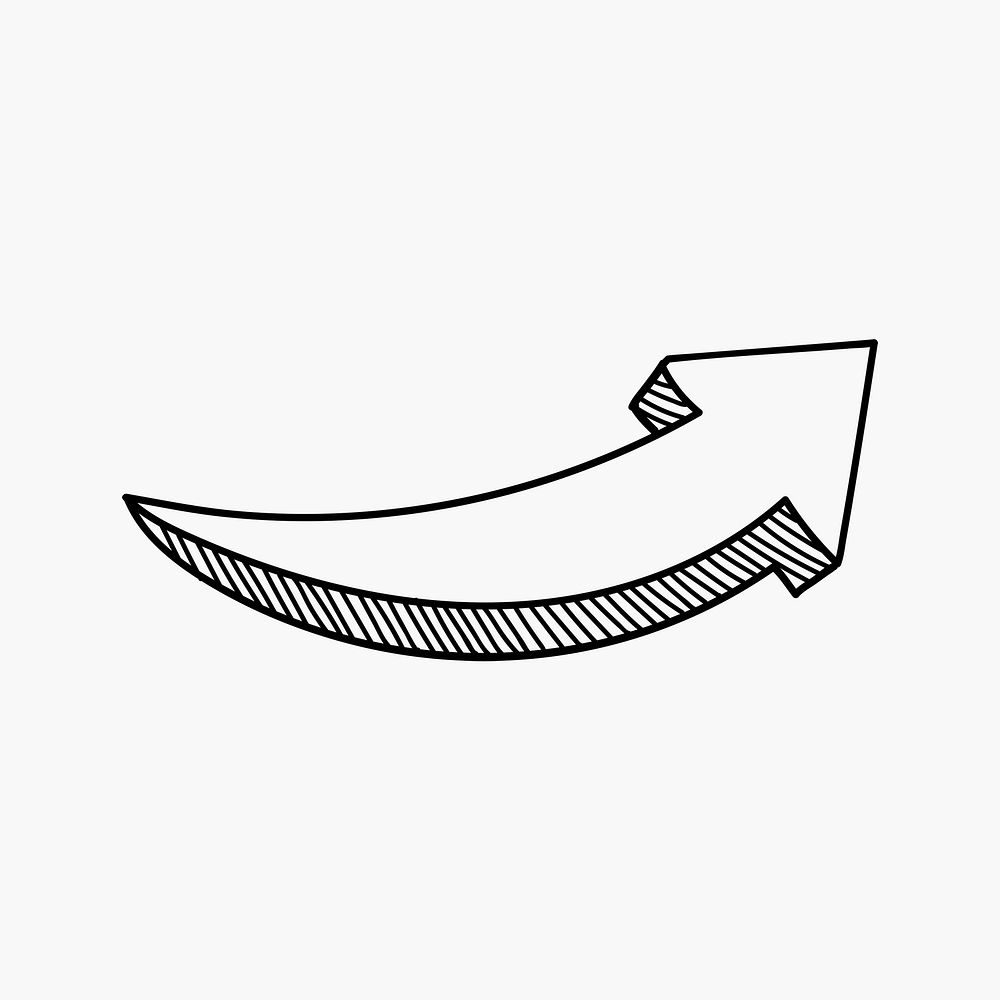 Minimal arrow illustration, hand drawn black simple design on white background vector