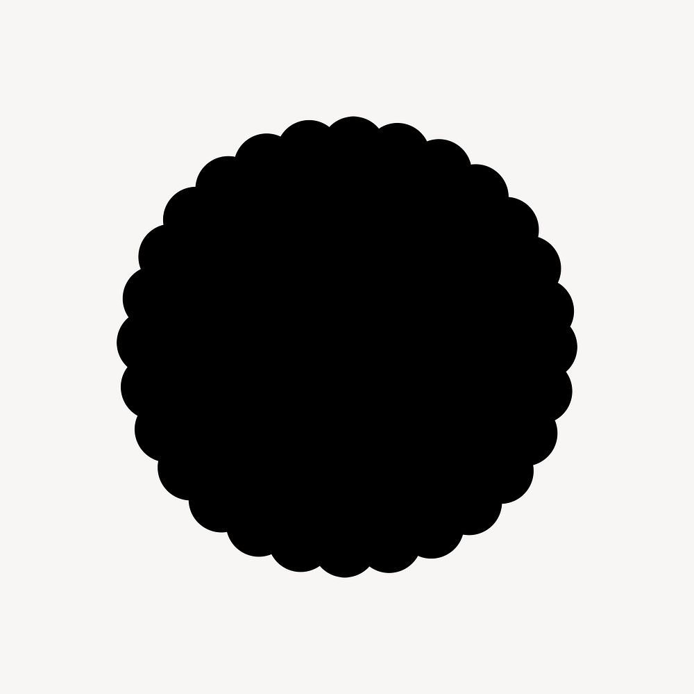 Simple black jagged circle graphic, minimal form design on white background