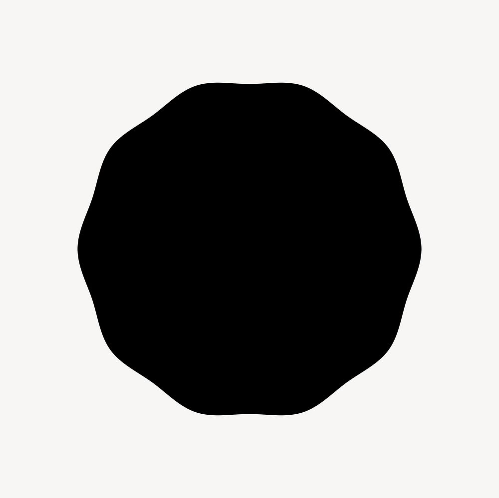 Minimal decagon sticker, simple black design shape on subtle color background psd