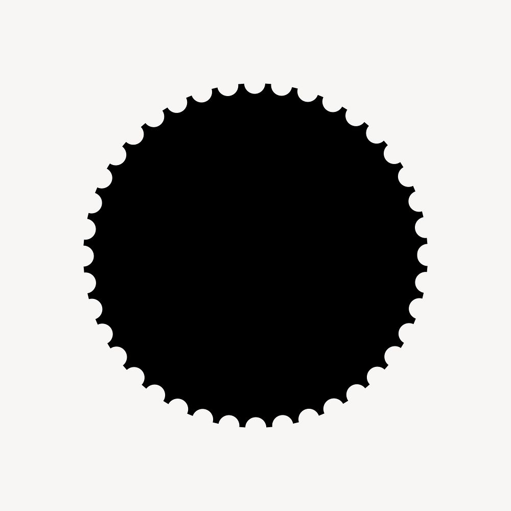 Simple black jagged circle graphic, minimal form design on white background