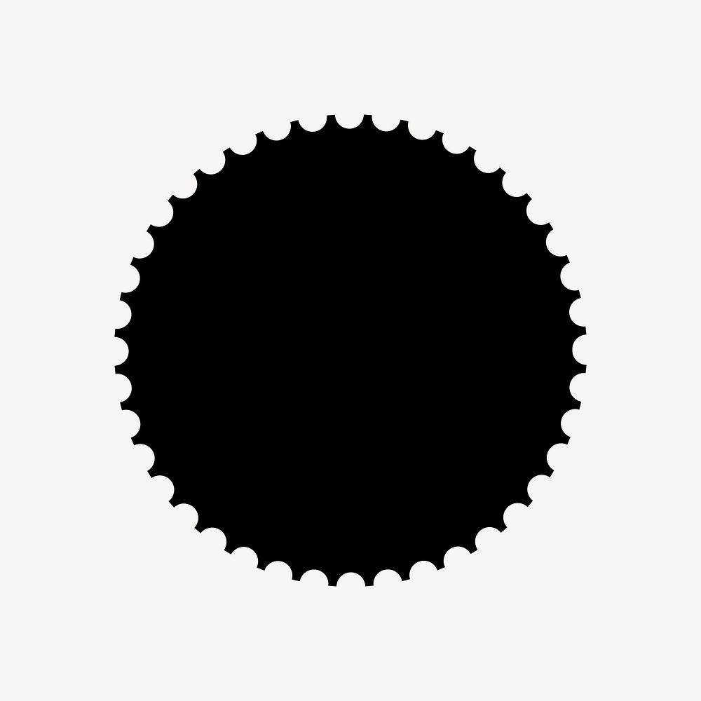 Simple jagged circle clip art, geometric black design psd