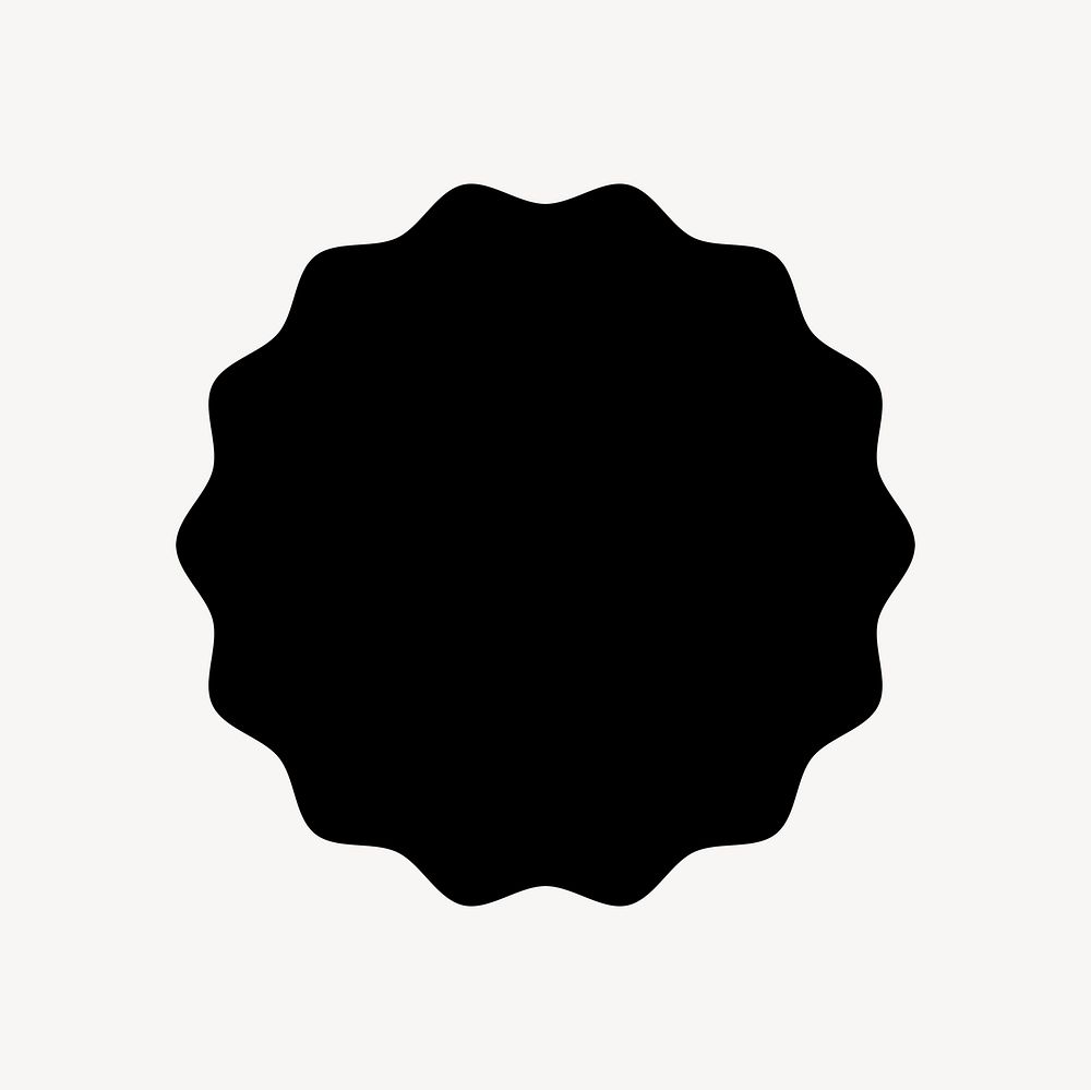 Black jagged circle illustration, basic design on white background