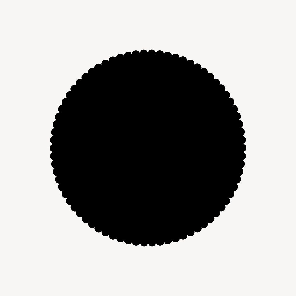 Simple black scalloped circle graphic, minimal form design on white background