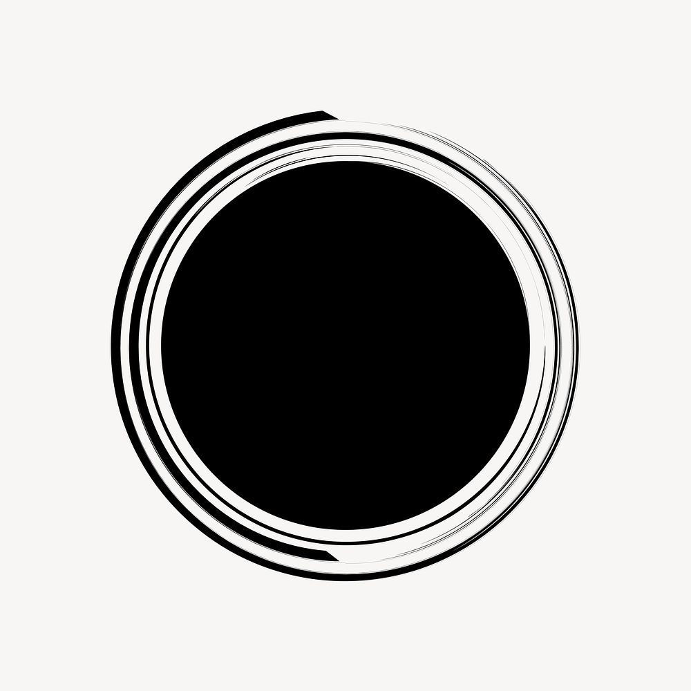 Minimal paint circle sticker, simple black design shape on subtle color background vector
