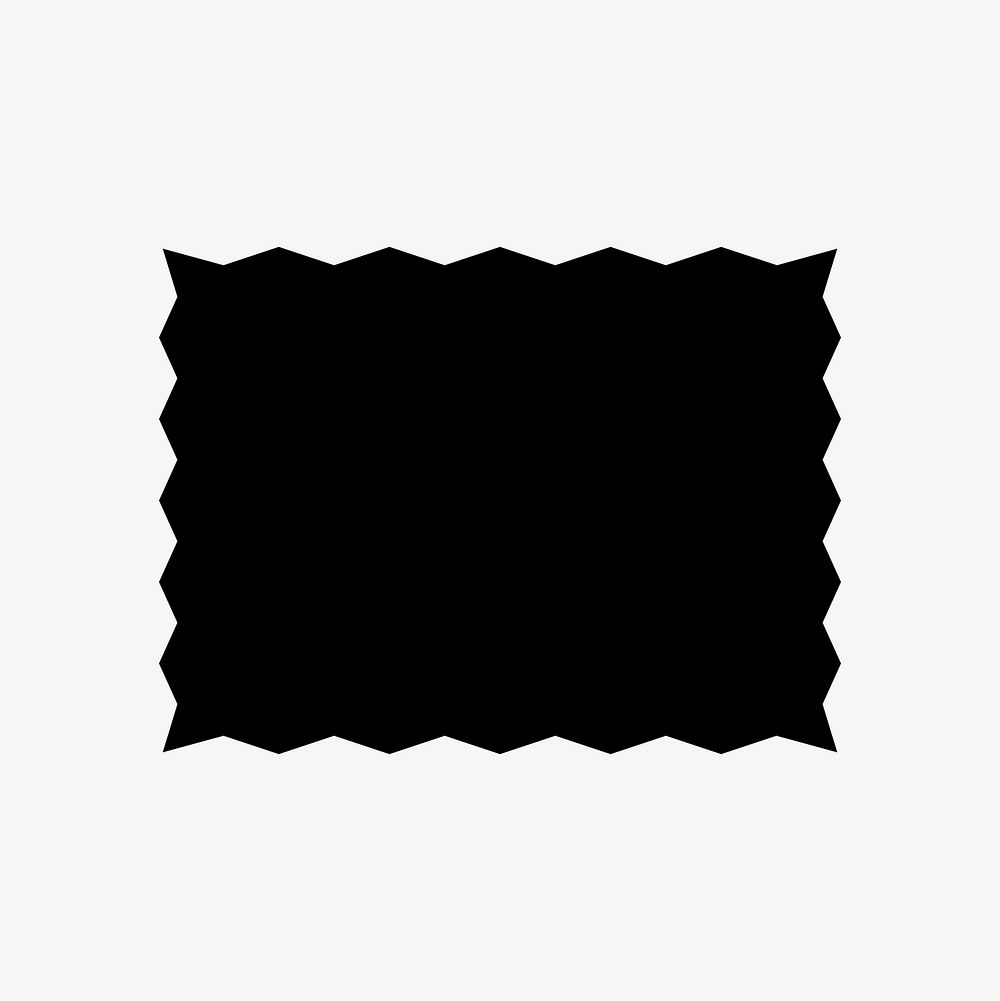 Simple jagged rectangular clip art, geometric black design psd