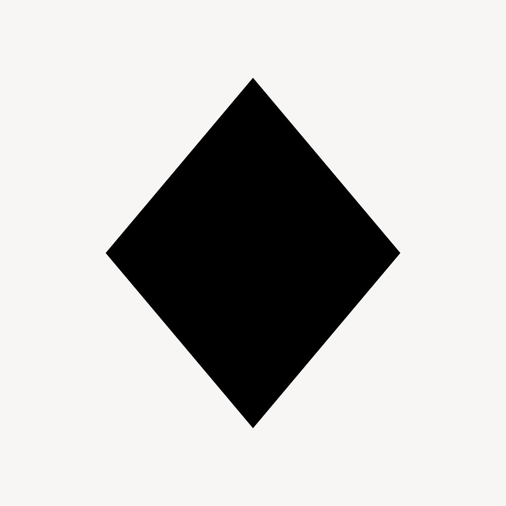 Simple black diamond graphic, minimal form design on white background