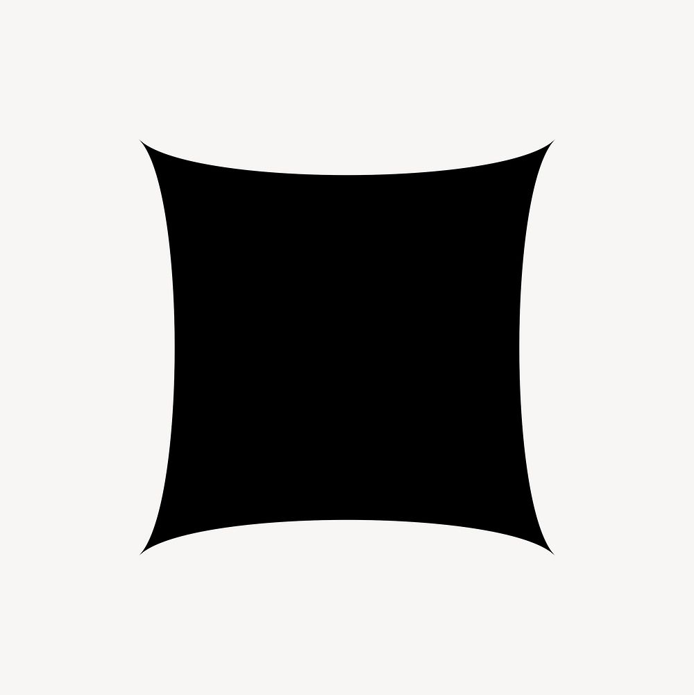 Black concave square illustration, basic design on white background