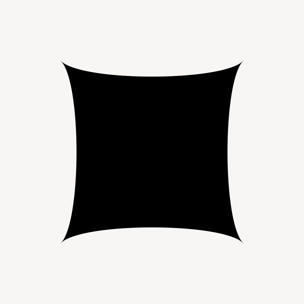 Black concave square element, simple abstract shape design psd