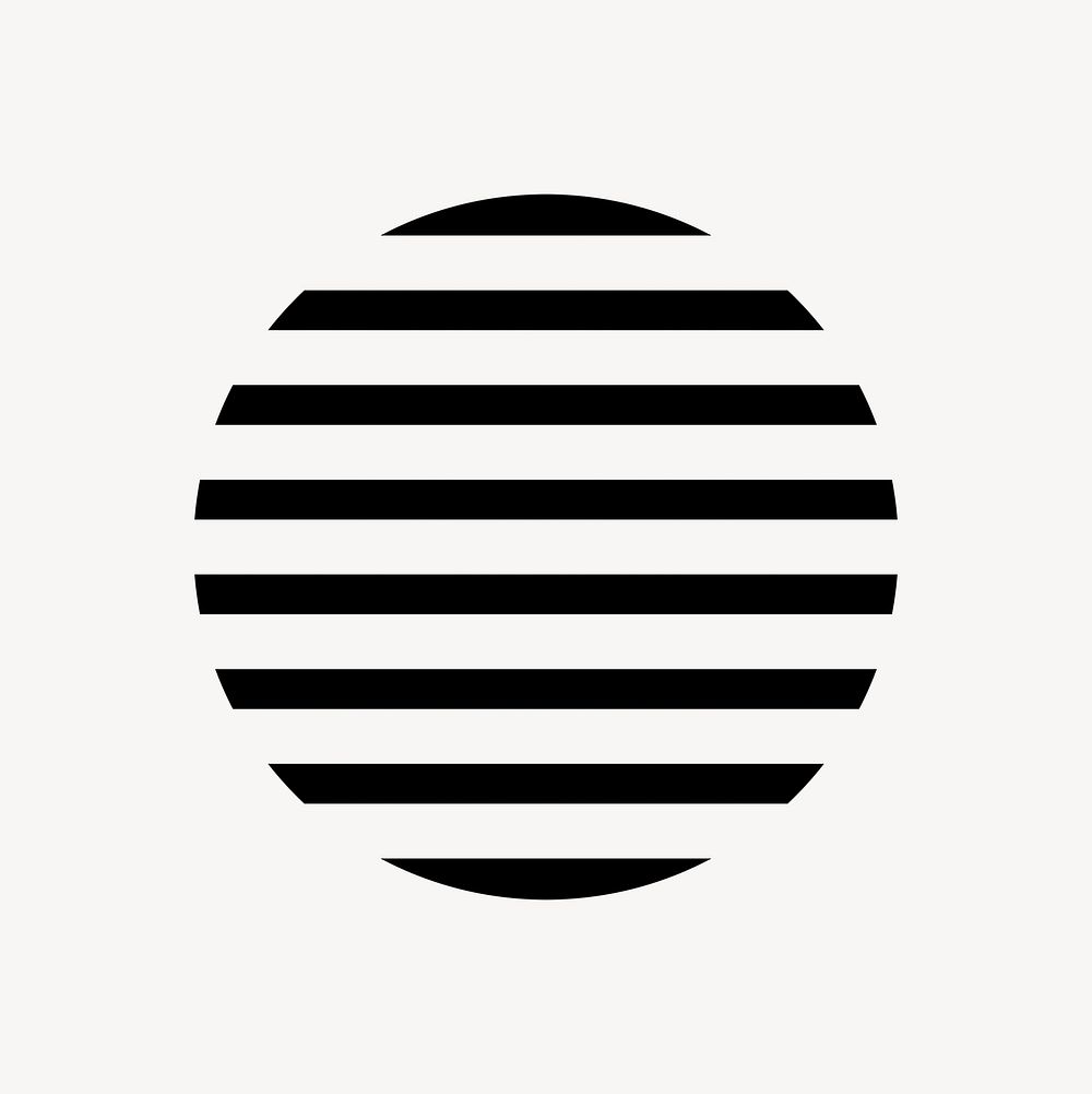 Simple black striped circle graphic, minimal form design on white background