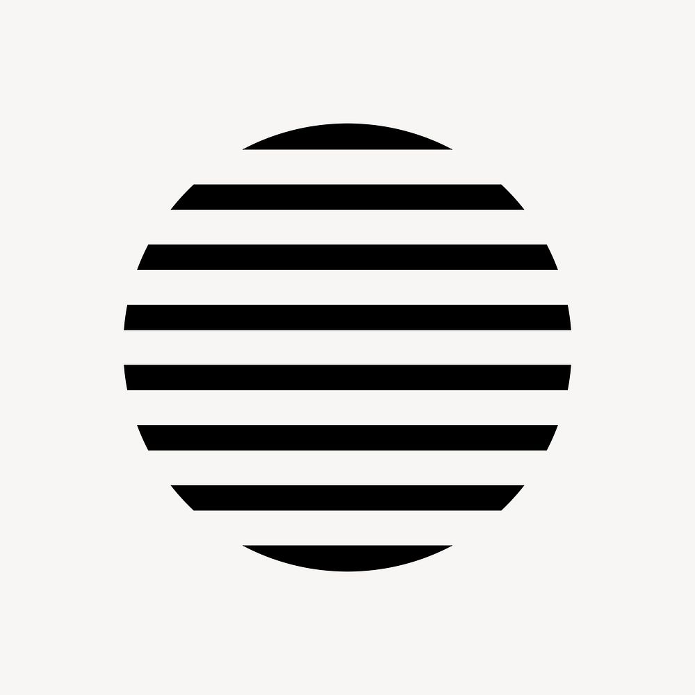 Simple striped circle clip art, geometric black design psd