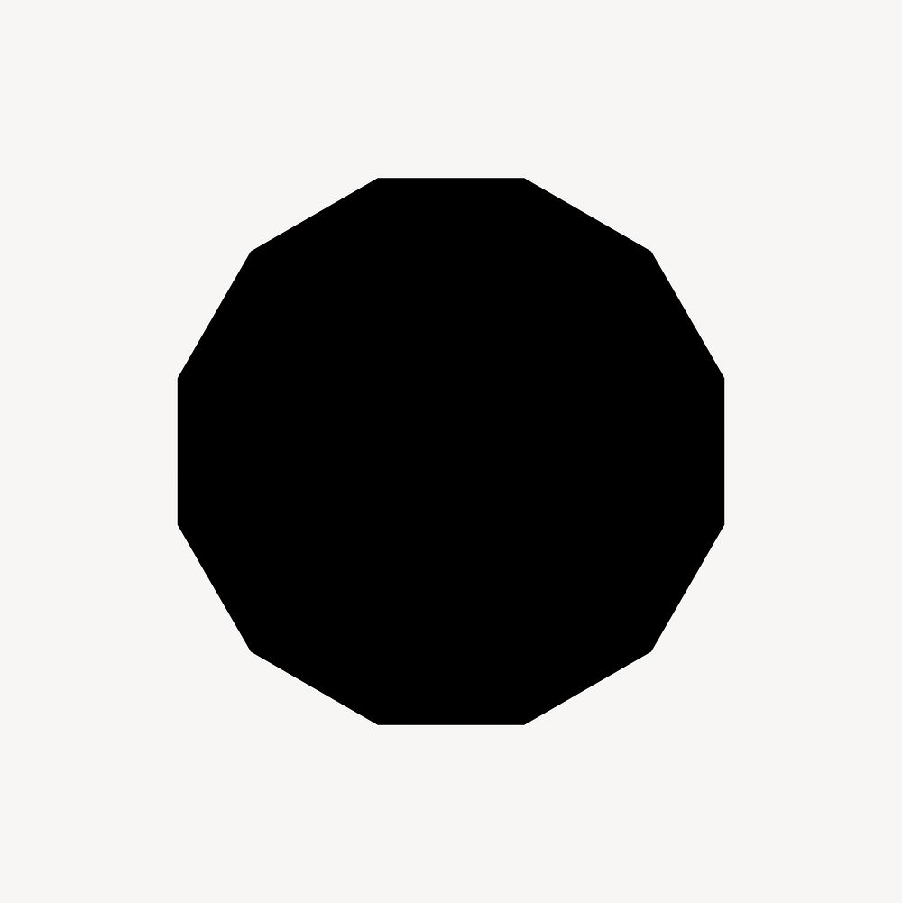 Minimal dodecagon sticker, simple black design shape on subtle color background vector