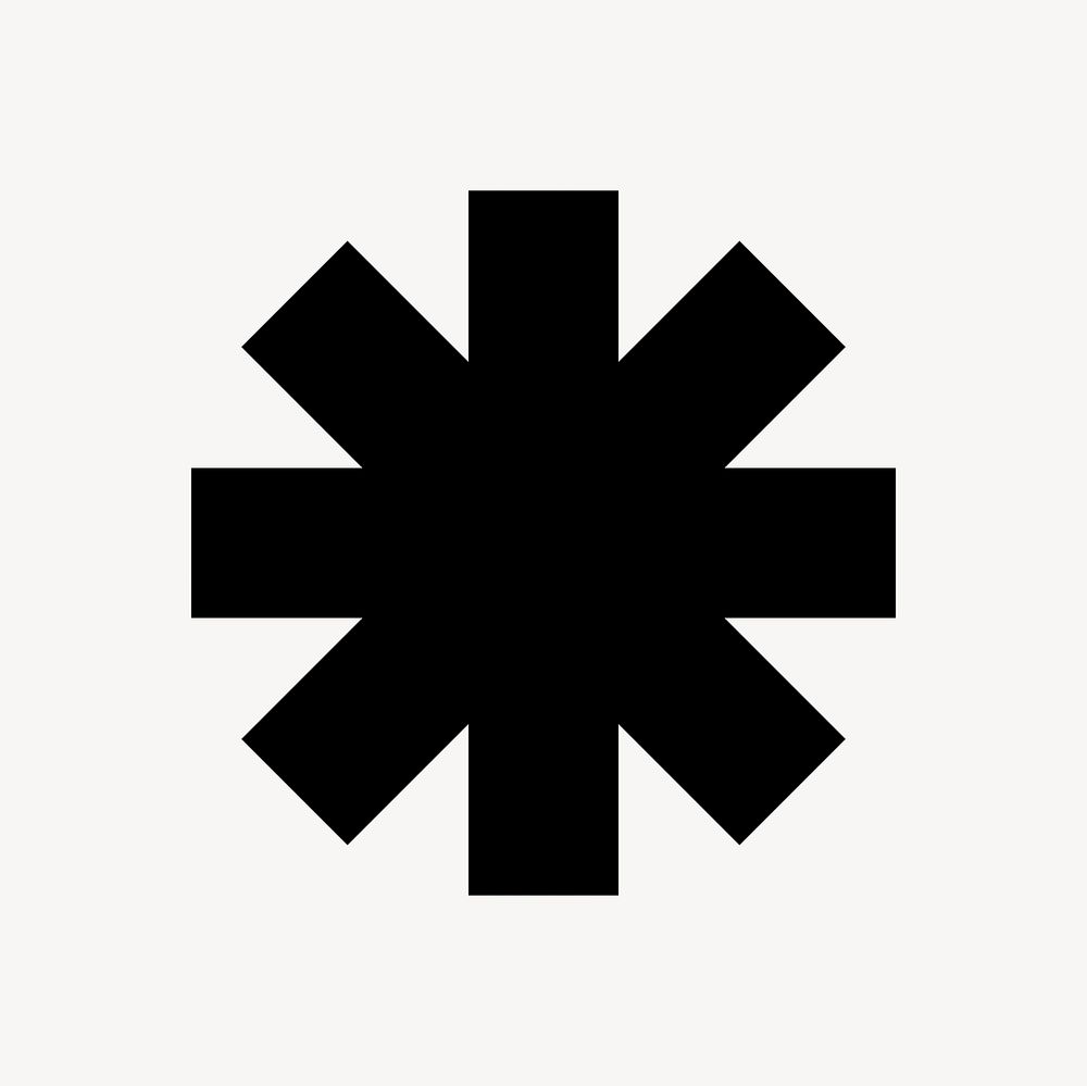 Simple asterisk icon clip art, geometric black design vector