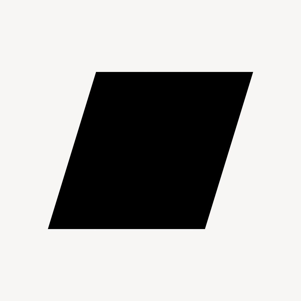 Slanted square illustration, simple black design shape on white background