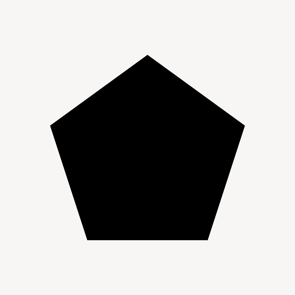 Simple black pentagon graphic, minimal form design on white background