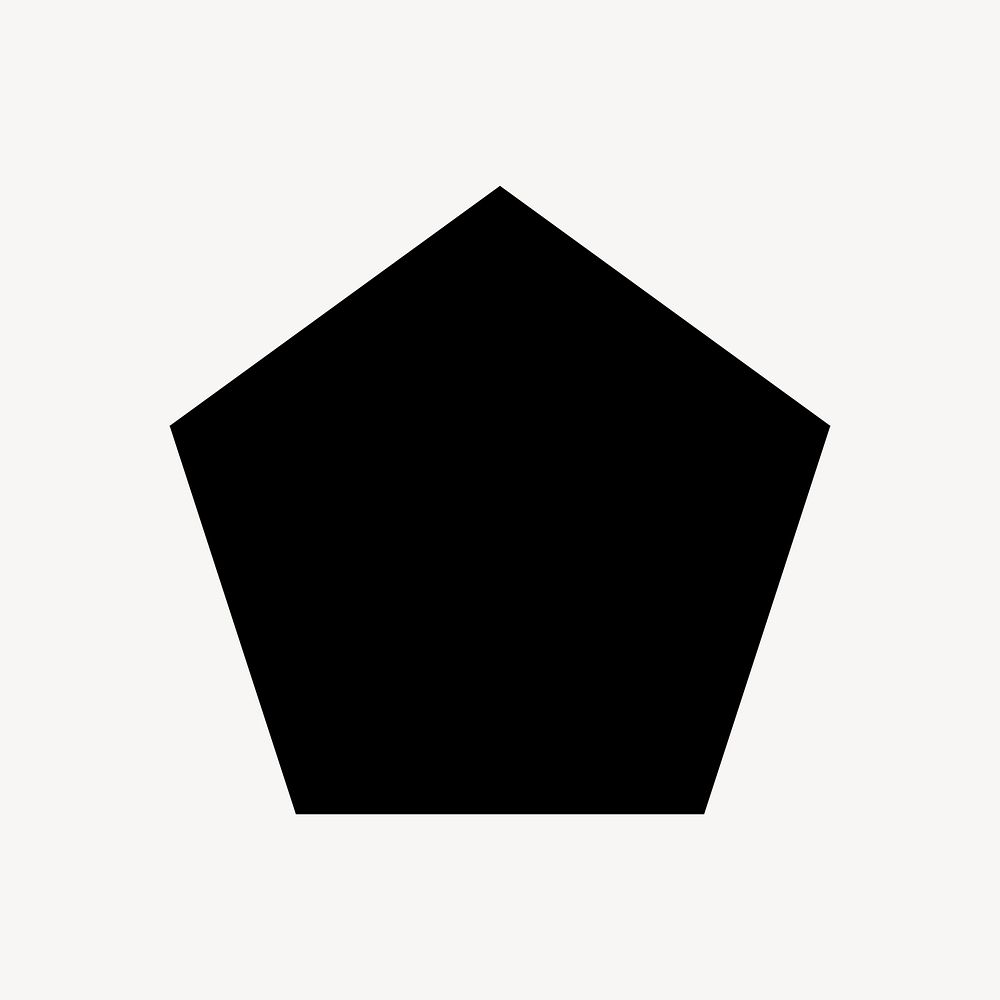 Black pentagon element, simple abstract shape design psd