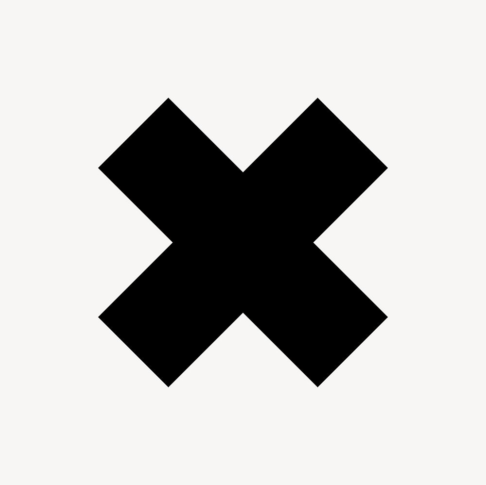 Minimal cross sticker, simple black design shape on subtle color background vector