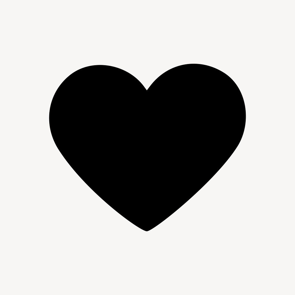 Heart illustration, simple black design shape on white background