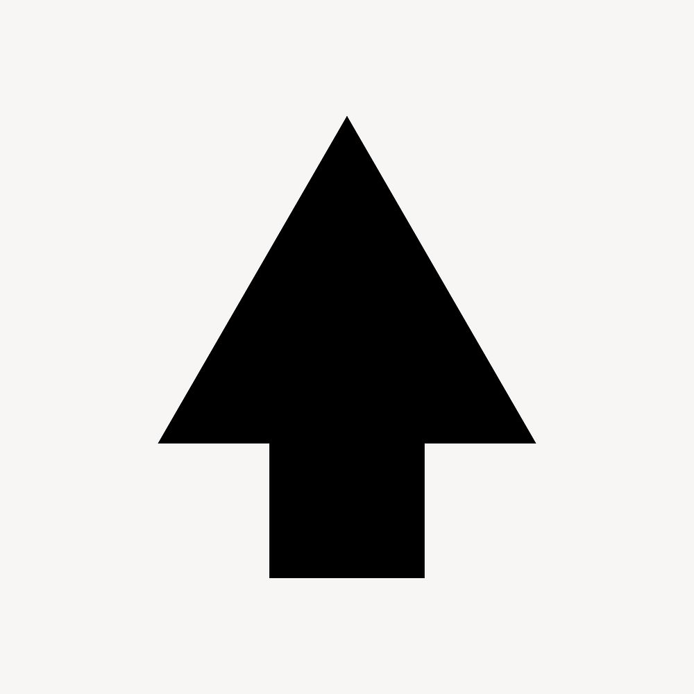 Minimal arrow sticker, simple black design shape on subtle color background vector